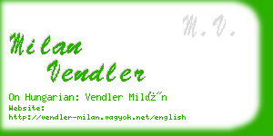 milan vendler business card